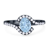 Oval Natural Stone Curved Art Deco Ring