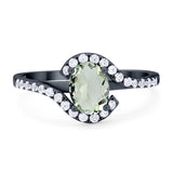 Oval Natural Stone Curved Art Deco Ring