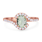 Oval Natural Stone Curved Art Deco Ring