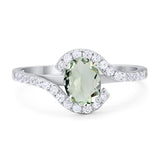 Oval Natural Stone Curved Art Deco Ring