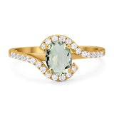 Oval Natural Stone Curved Art Deco Ring