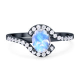 Oval Natural Stone Curved Art Deco Ring