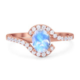 Oval Natural Stone Curved Art Deco Ring