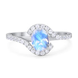 Oval Natural Stone Curved Art Deco Ring