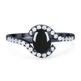 Oval Natural Stone Curved Art Deco Ring