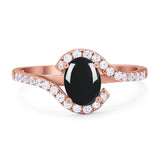 Oval Natural Stone Curved Art Deco Ring