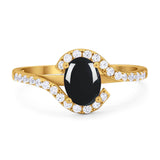 Oval Natural Stone Curved Art Deco Ring