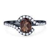 Oval Natural Stone Curved Art Deco Ring