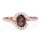 Oval Natural Stone Curved Art Deco Ring