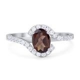 Oval Natural Stone Curved Art Deco Ring