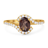 Oval Natural Stone Curved Art Deco Ring