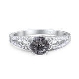 Vintage Style Round Natural Stone Ring