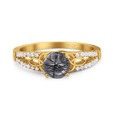 Vintage Style Round Natural Stone Ring