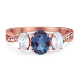 Three Stone Oval Natural Stone Trellis Ring