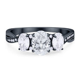 Three Stone Oval Natural Stone Trellis Ring