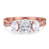 Three Stone Oval Natural Stone Trellis Ring