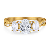 Three Stone Oval Natural Stone Trellis Ring