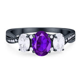 Three Stone Oval Natural Stone Trellis Ring