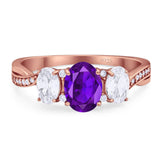 Three Stone Oval Natural Stone Trellis Ring