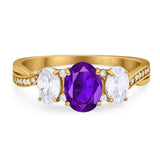 Three Stone Oval Natural Stone Trellis Ring