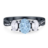 Three Stone Oval Natural Stone Trellis Ring