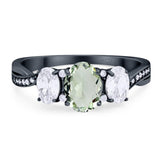 Three Stone Oval Natural Stone Trellis Ring