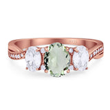 Three Stone Oval Natural Stone Trellis Ring