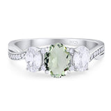 Three Stone Oval Natural Stone Trellis Ring