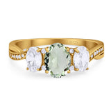 Three Stone Oval Natural Stone Trellis Ring