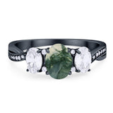 Three Stone Oval Natural Stone Trellis Ring