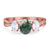 Three Stone Oval Natural Stone Trellis Ring