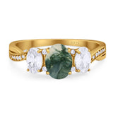 Three Stone Oval Natural Stone Trellis Ring