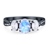 Three Stone Oval Natural Stone Trellis Ring