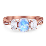 Three Stone Oval Natural Stone Trellis Ring