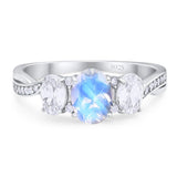 Three Stone Oval Natural Stone Trellis Ring