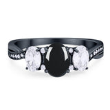 Three Stone Oval Natural Stone Trellis Ring