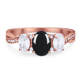 Three Stone Oval Natural Stone Trellis Ring