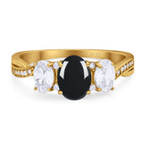 Three Stone Oval Natural Stone Trellis Ring