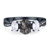 Three Stone Oval Natural Stone Trellis Ring