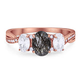 Three Stone Oval Natural Stone Trellis Ring