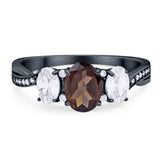 Three Stone Oval Natural Stone Trellis Ring