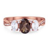 Three Stone Oval Natural Stone Trellis Ring