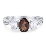 Three Stone Oval Natural Stone Trellis Ring