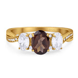 Three Stone Oval Natural Stone Trellis Ring