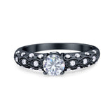 Vintage Style Round Natural Stone Solitaire Ring