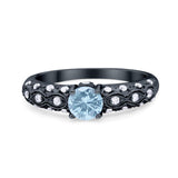 Vintage Style Round Natural Stone Solitaire Ring