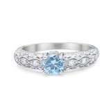 Vintage Style Round Natural Stone Solitaire Ring