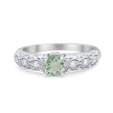 Vintage Style Round Natural Stone Solitaire Ring