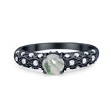 Vintage Style Round Natural Stone Solitaire Ring