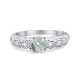 Vintage Style Round Natural Stone Solitaire Ring